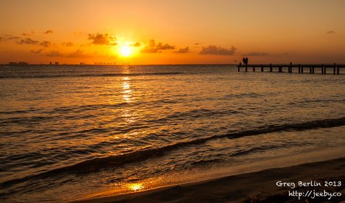 Pretty Sunrise on the west side of Isla Mujeres, Mexico