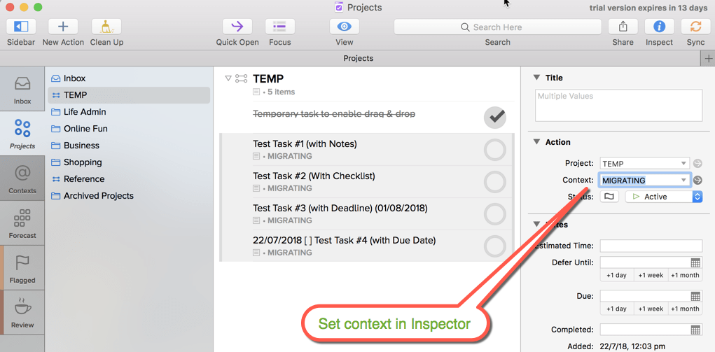 Set temporary context for all newly migrated tasks